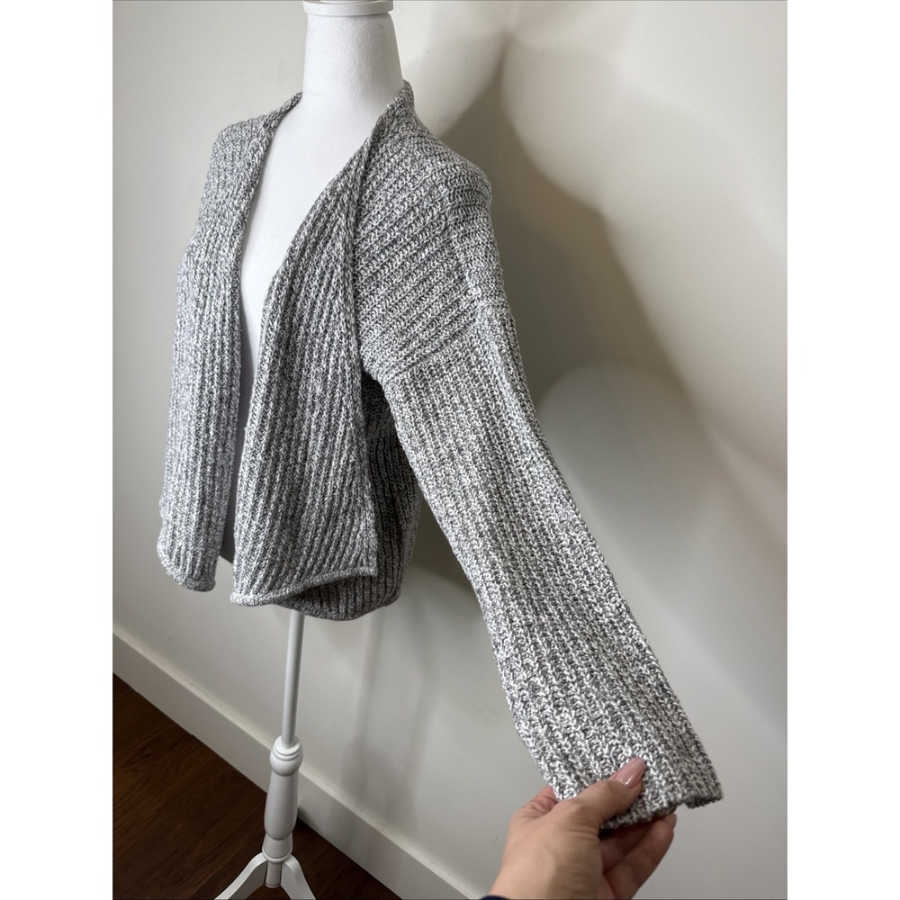 EILEEN Fisher Open Front Knit Sweater Shawl Cardigan Long Sleeve Organic Women L